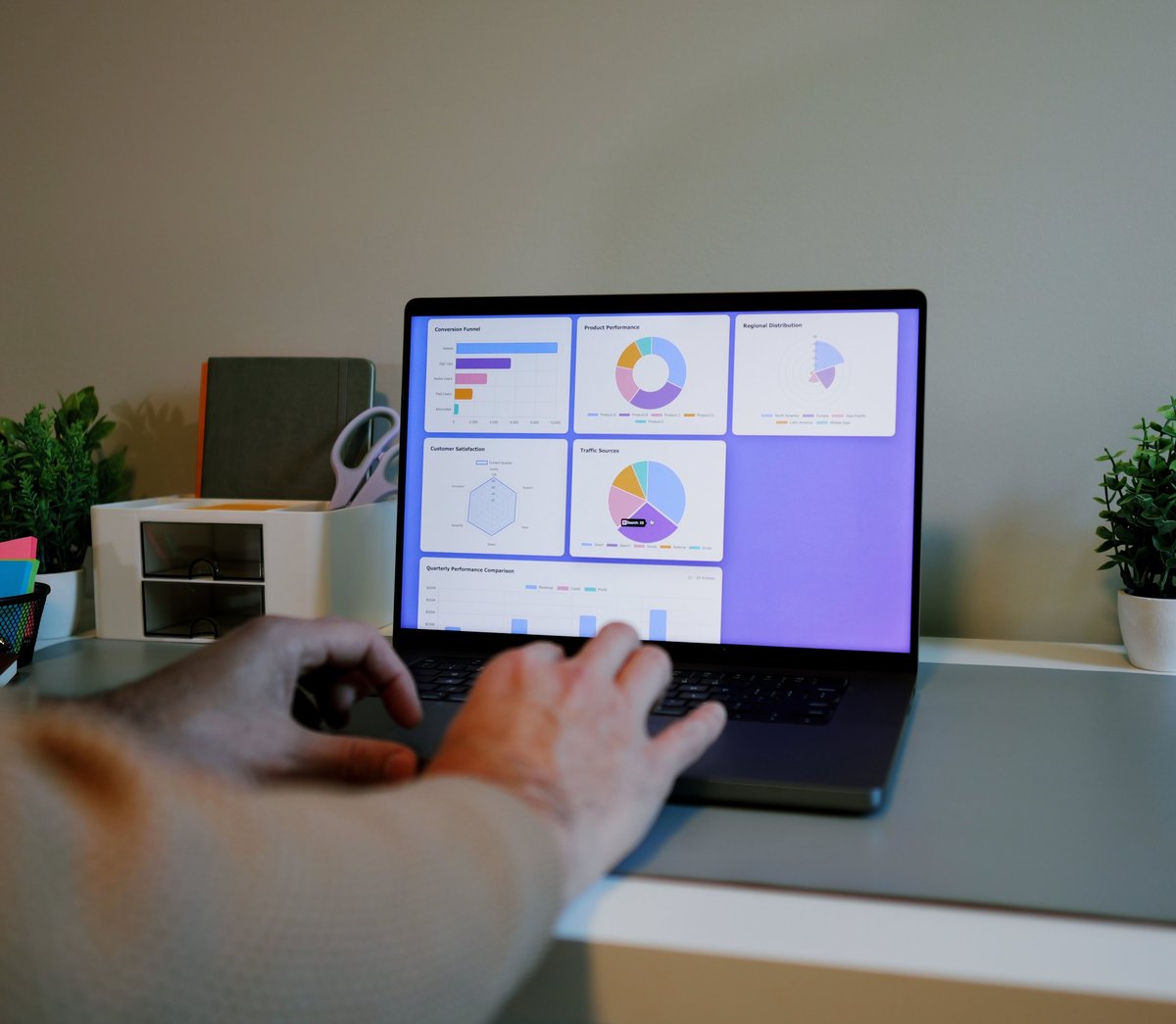 Middle Aged Male Business Analyst Sorting Through Graphs and Charts Preparing for Executive Presentation - Business Analysis Concept